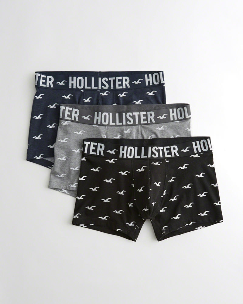 Mutande Hollister Uomo Classic Trunk 3-Pack Blu Marino Grigie Nere Italia (193RFNVU)